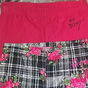 Betsey Johnson Girls Leggings set 2 Hot Pink Plaid
